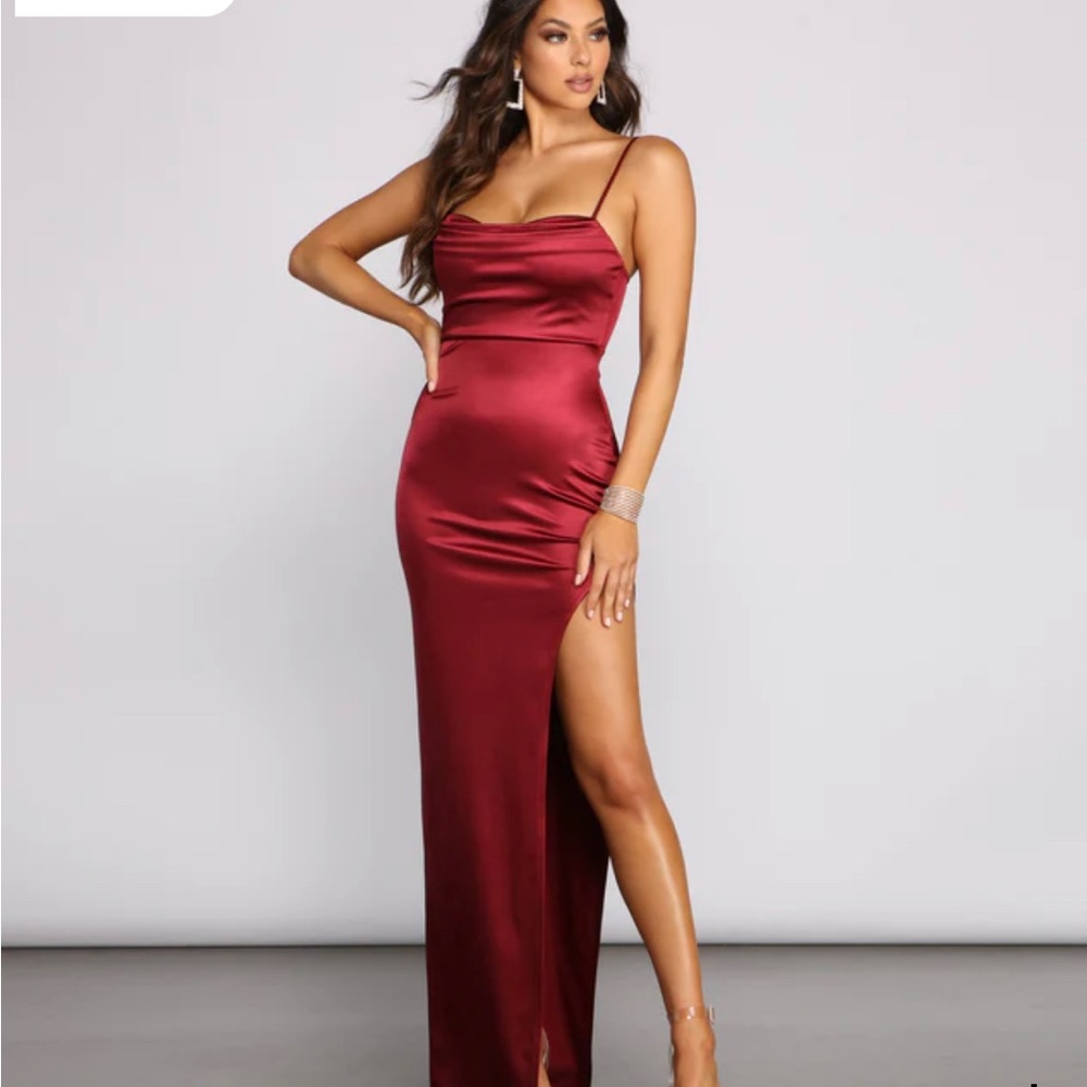 Satin Burgundy maxi dress